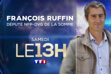 François Ruffin invité du JT de 13 Heures de TF1 samedi 31 août 2024