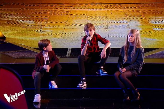 Replay &quot;The Voice Kids&quot; : Eugénie, Nathan &amp; Aurélien chantent &quot;Animaux fragiles&quot; de Zaz &amp; Ycare - Vidéo