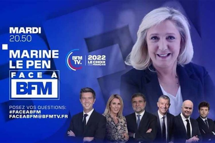 Marine Le Pen invitée de "Face à BFM" mardi 1er mars sur BFMTV