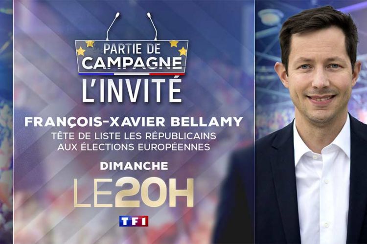 François-Xavier Bellamy invité du  JT de 20 Heures de TF1 dimanche 12 mai 2024