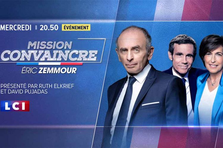 Eric Zemmour invité de “Mission convaincre” ce mercredi 2 février à 20:50 sur LCI