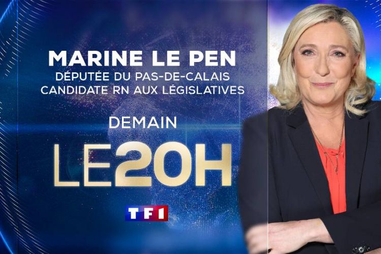 Marine Le Pen sera l'invitée du JT de 20H de TF1 mardi 10 mai