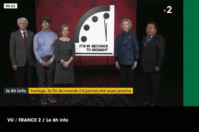 VU le zapping TV du jeudi 25 janvier 2023 : « L'horloge de l'apocalypse » (vidéo)