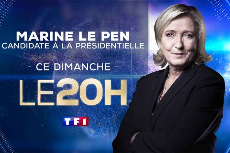 Marine Le Pen sera l'invitée du JT de 20H de TF1 dimanche 12 septembre