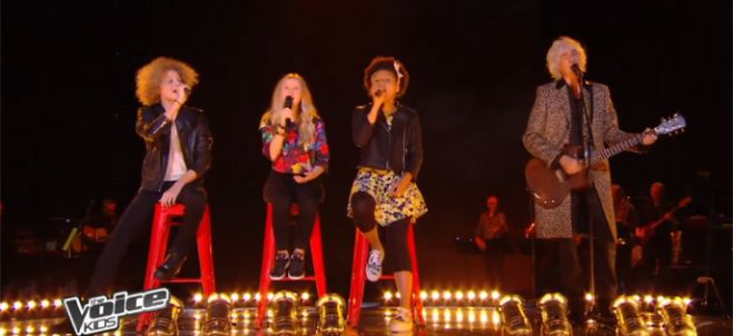 Replay “The Voice Kids” : Justine, Charlie, Henri &amp; Louis Bertignac « All You Need Is Love » des Beatles (vidéo)